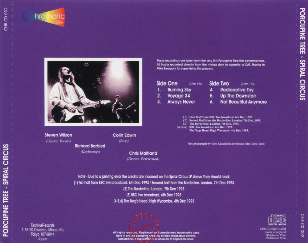 Audio CD: Porcupine Tree (1994) Spiral Circus