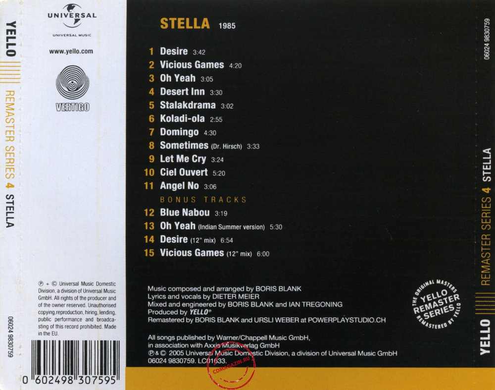Audio CD: Yello (1985) Stella