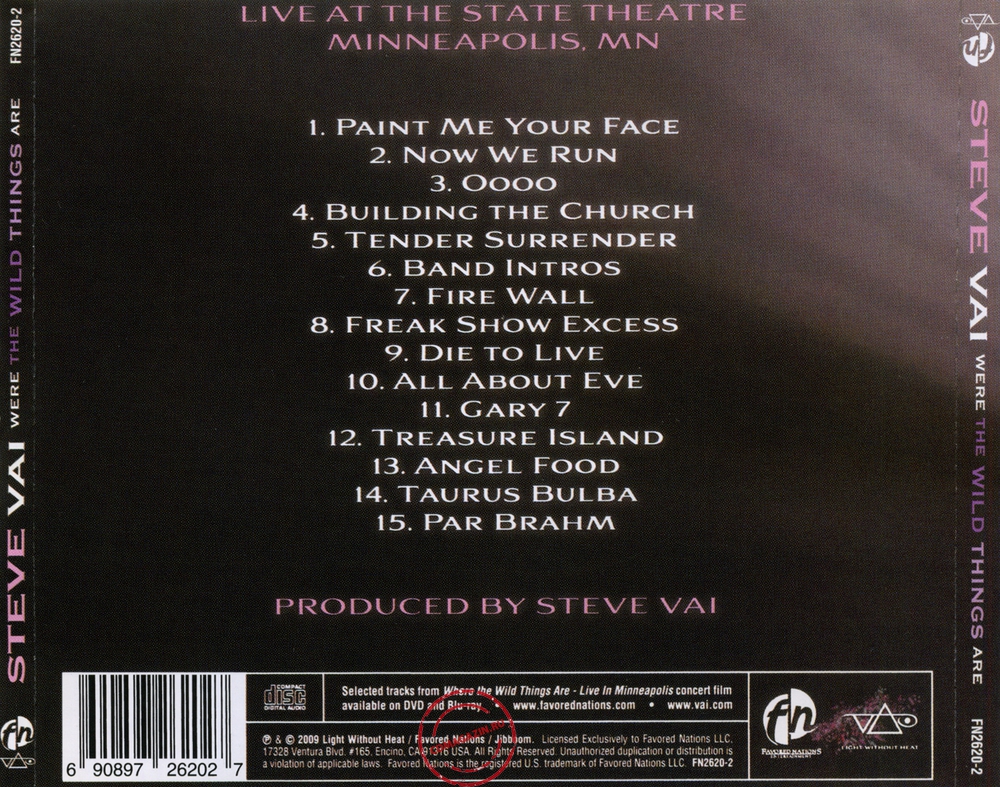 Audio CD: Steve Vai (2009) Where The Wild Things Are