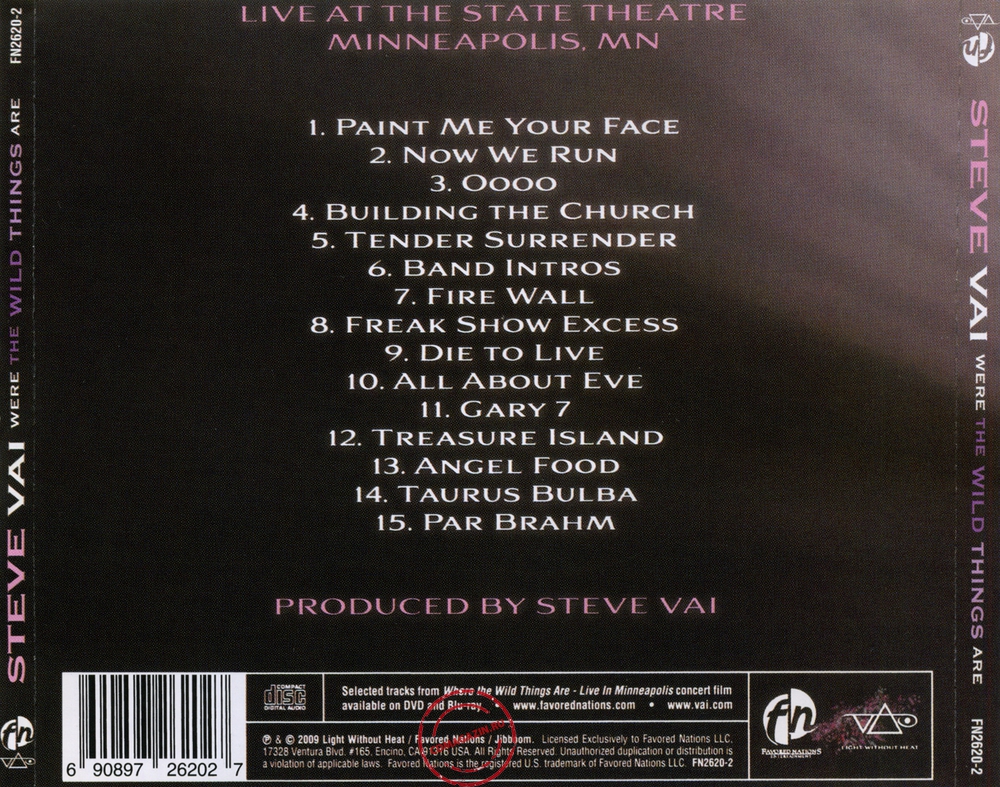 Audio CD: Steve Vai (2009) Where The Wild Things Are Audio CD: Steve Vai (2009) Where The Wild Things Are