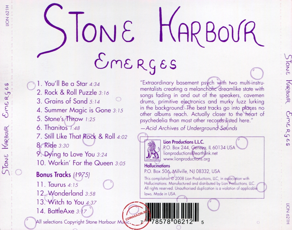 Audio CD: Stone Harbour (1974) Emerges