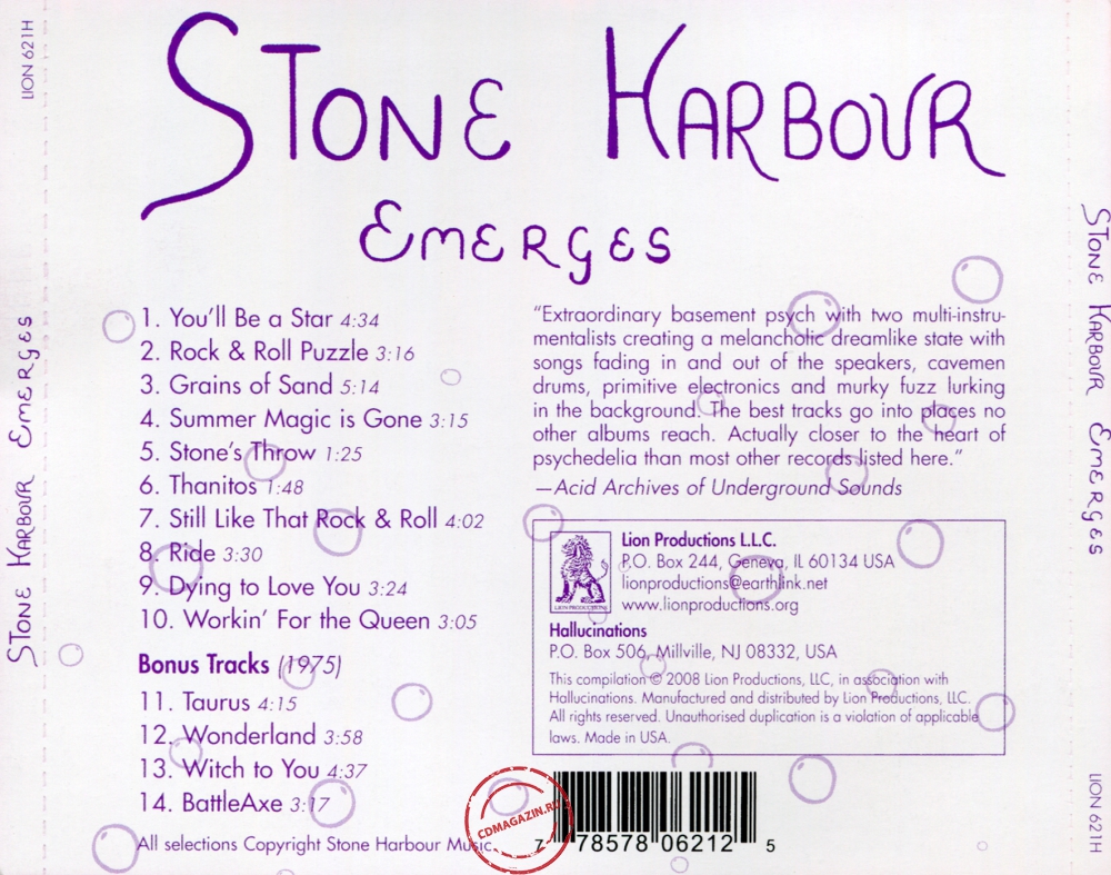 Audio CD: Stone Harbour (1974) Emerges Audio CD: Stone Harbour (1974) Emerges