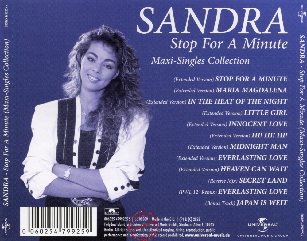Audio CD: Sandra (2023) Stop For A Minute (Maxi-Singles Collection) Audio CD: Sandra (2023) Stop For A Minute (Maxi-Singles Collection)
