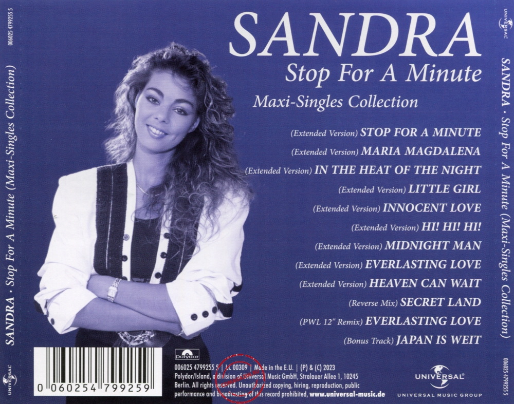 Audio CD: Sandra (2023) Stop For A Minute (Maxi-Singles Collection)