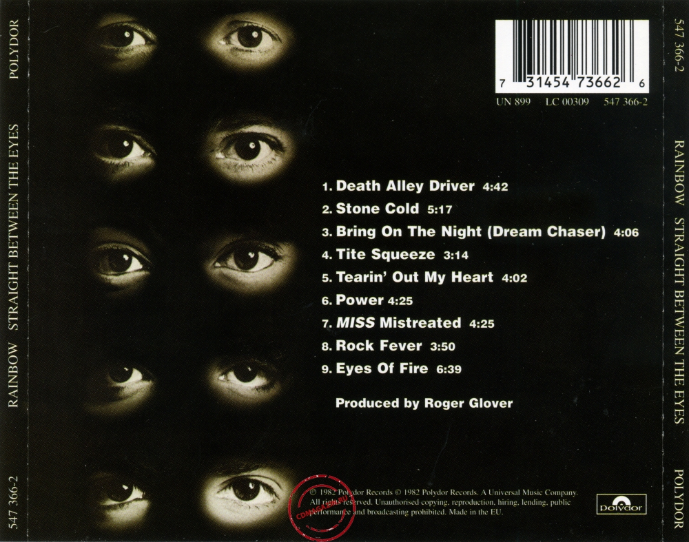Audio CD: Rainbow (1982) Straight Between The Eyes Audio CD: Rainbow (1982) Straight Between The Eyes