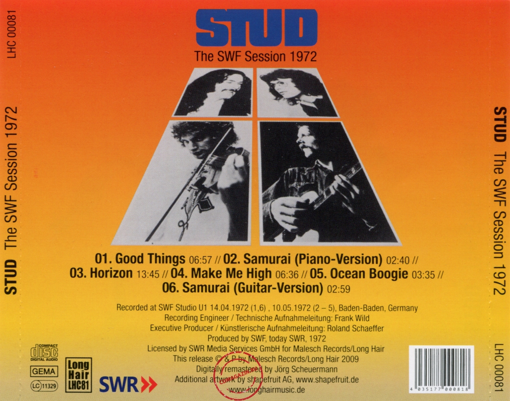 Audio CD: Stud (6) (1972) The SWF Session 1972
