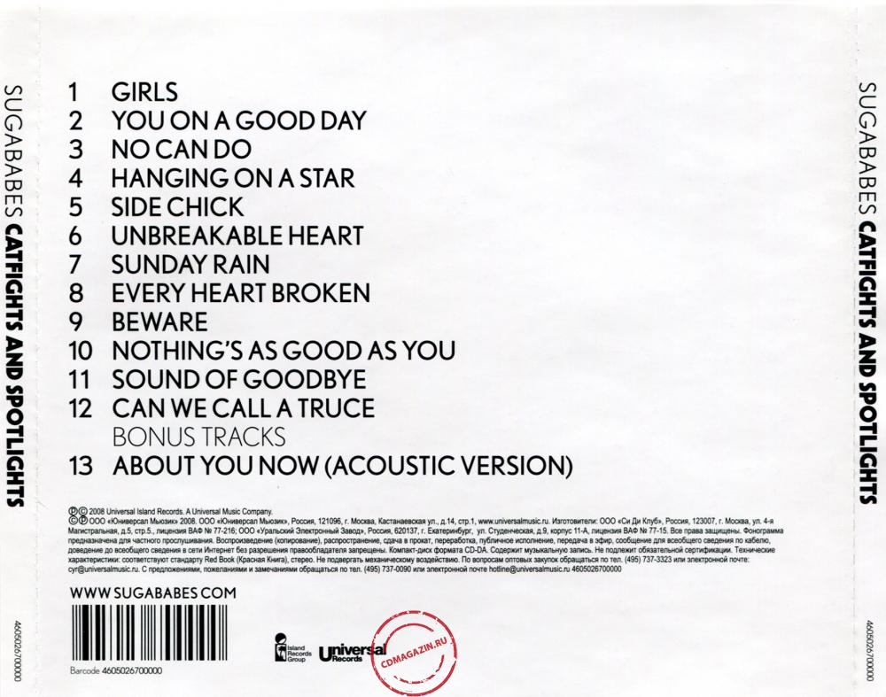 Audio CD: Sugababes (2008) Catfights And Spotlights Audio CD: Sugababes (2008) Catfights And Spotlights