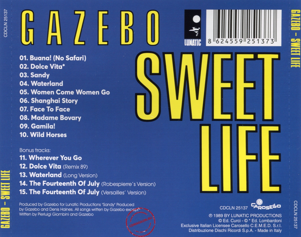Audio CD: Gazebo (1989) Sweet Life Audio CD: Gazebo (1989) Sweet Life