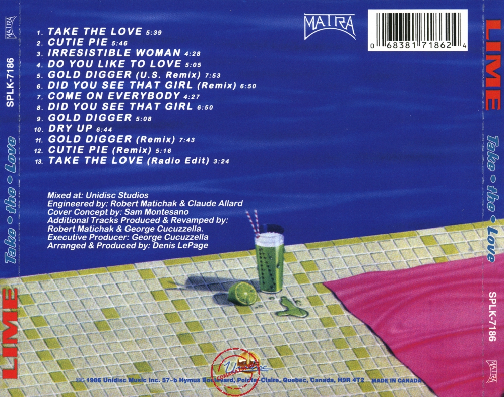Audio CD: Lime (2) (1986) Take The Love Audio CD: Lime (2) (1986) Take The Love