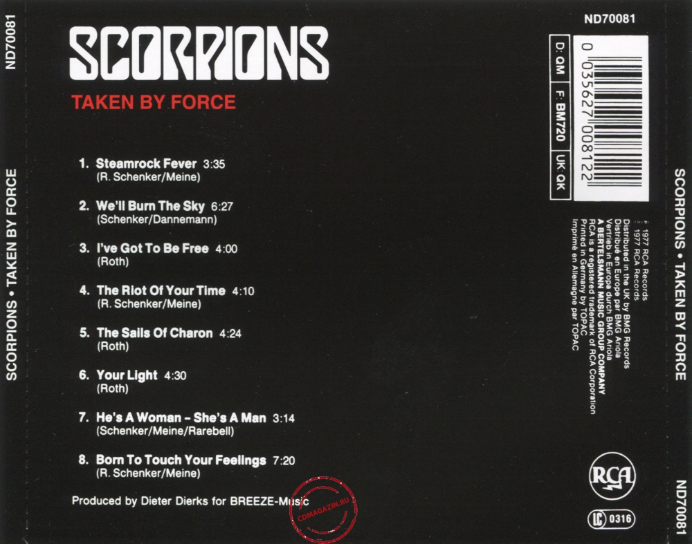 Audio CD: Scorpions (1977) Taken By Force