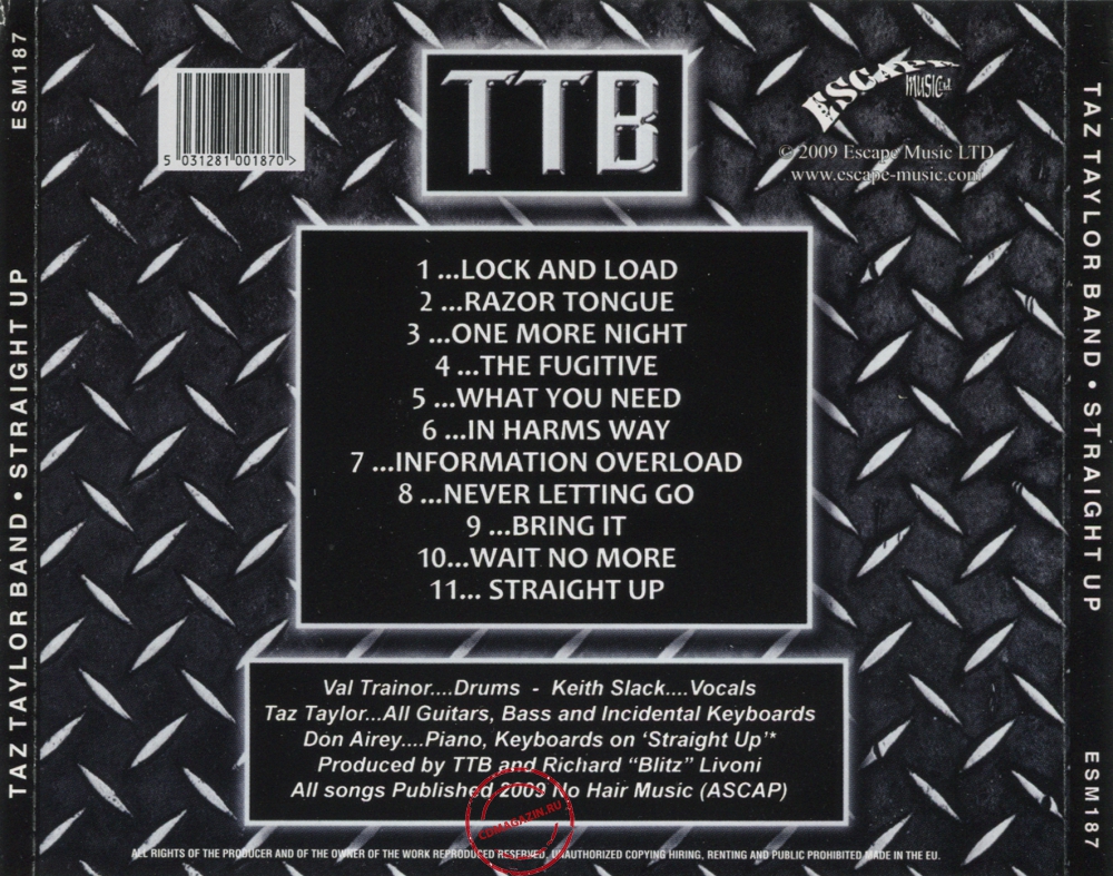 Audio CD: Taz Taylor Band (2009) Straight Up Audio CD: Taz Taylor Band (2009) Straight Up