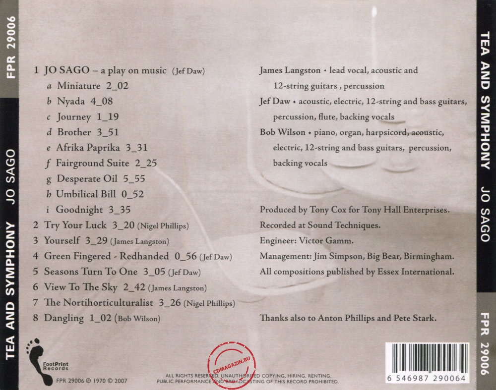 Audio CD: Tea And Symphony (1970) Jo Sago Audio CD: Tea And Symphony (1970) Jo Sago
