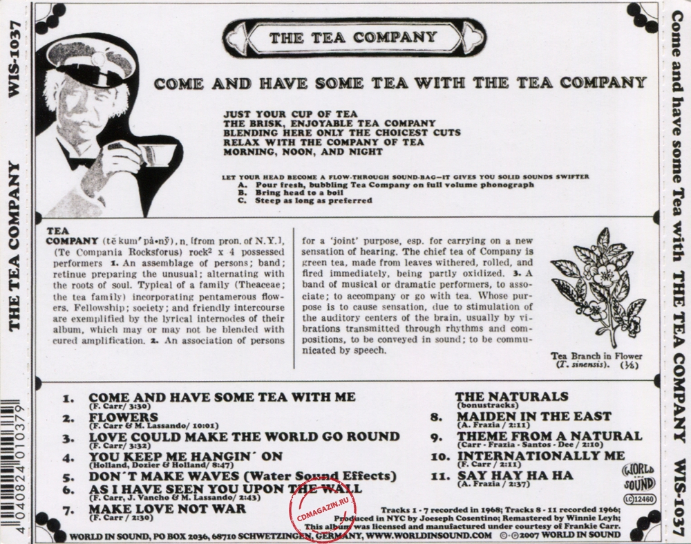Audio CD: Tea Company (1968) Come And Have Some Tea With The Tea Company Audio CD: Tea Company (1968) Come And Have Some Tea With The Tea Company