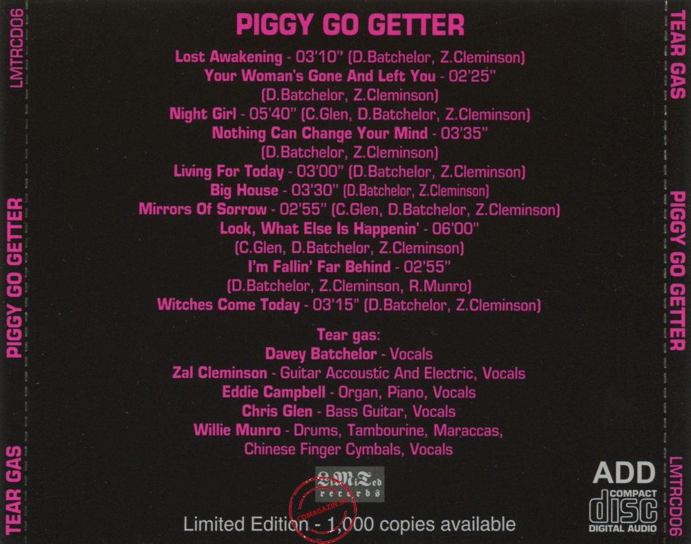 Audio CD: Tear Gas (1970) Piggy Go Getter