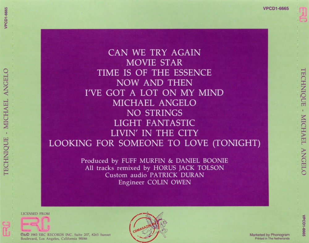 Audio CD: Technique (7) (1983) Michael Angelo Audio CD: Technique (7) (1983) Michael Angelo