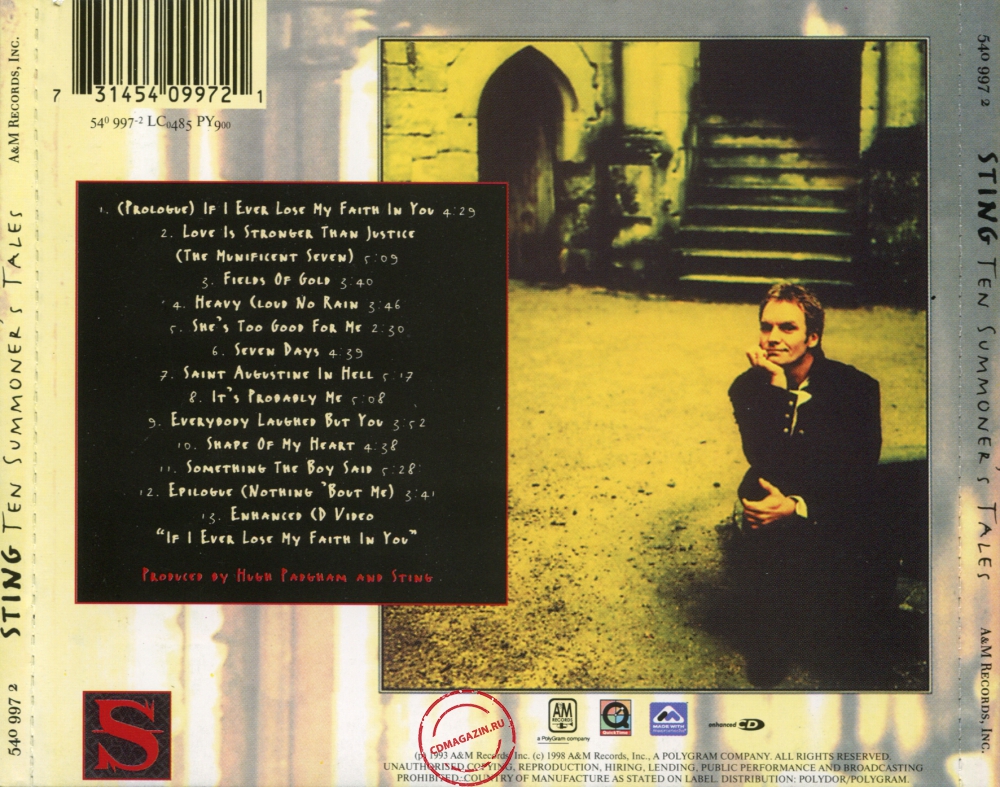 Audio CD: Sting (1993) Ten Summoner's Tales Audio CD: Sting (1993) Ten Summoner's Tales