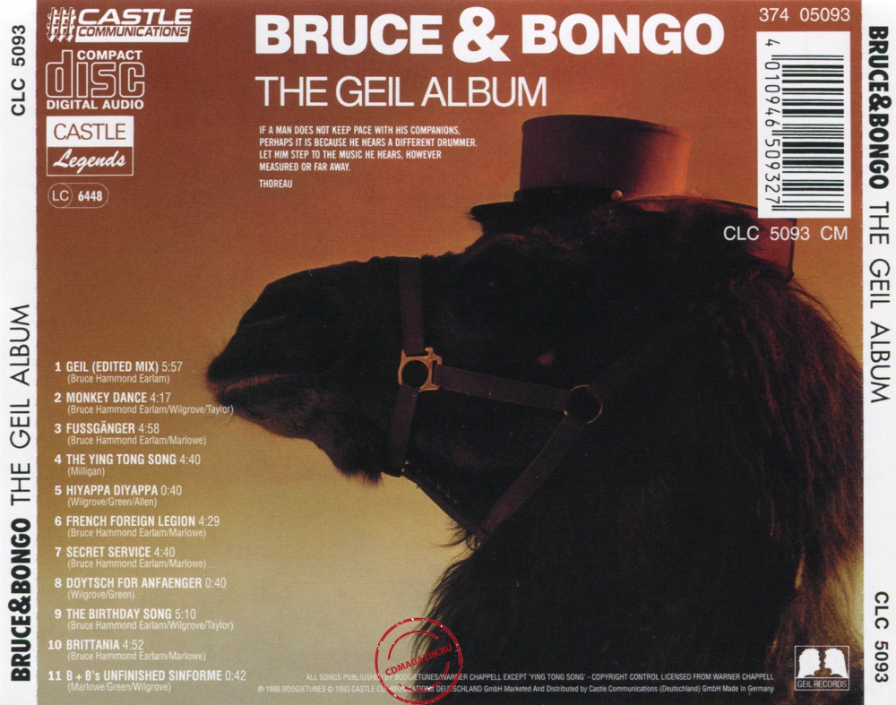 Audio CD: Bruce & Bongo (1986) The Geil Album