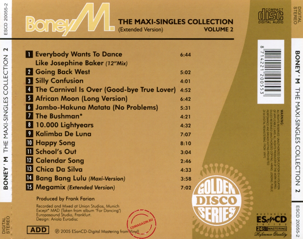 Audio CD: Boney M (2005) The Maxi-Singles Collection 2 Audio CD: Boney M (2005) The Maxi-Singles Collection 2
