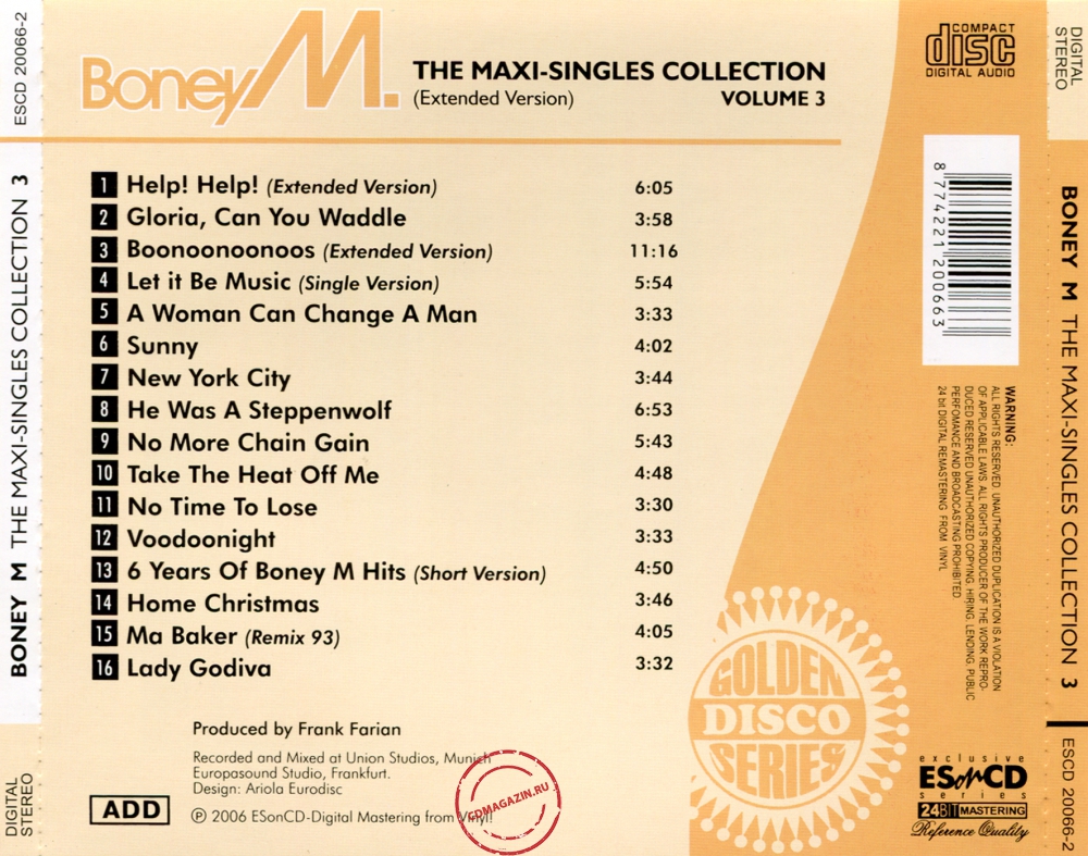 Audio CD: Boney M (2006) The Maxi-Singles Collection 3 Audio CD: Boney M (2006) The Maxi-Singles Collection 3