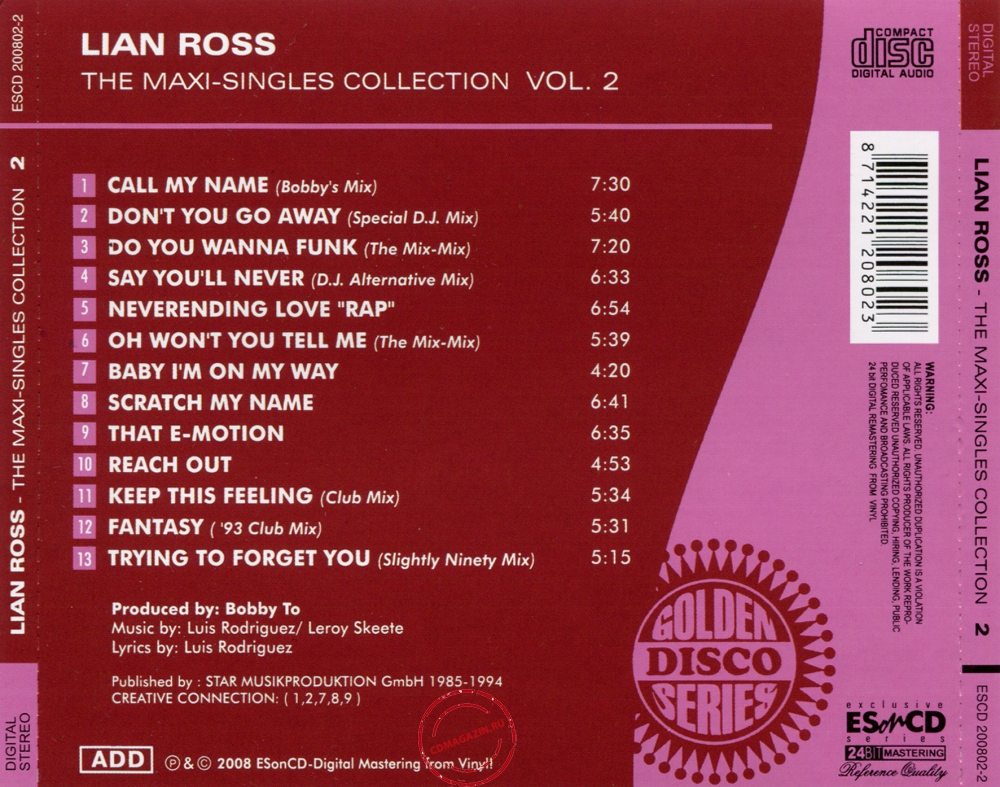 Audio CD: Lian Ross (2008) The Maxi-Singles Collection Vol. 2 Audio CD: Lian Ross (2008) The Maxi-Singles Collection Vol. 2
