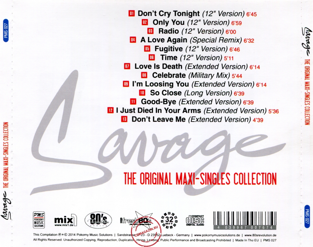 Audio CD: Savage (2014) The Original Maxi-Singles Collection Audio CD: Savage (2014) The Original Maxi-Singles Collection