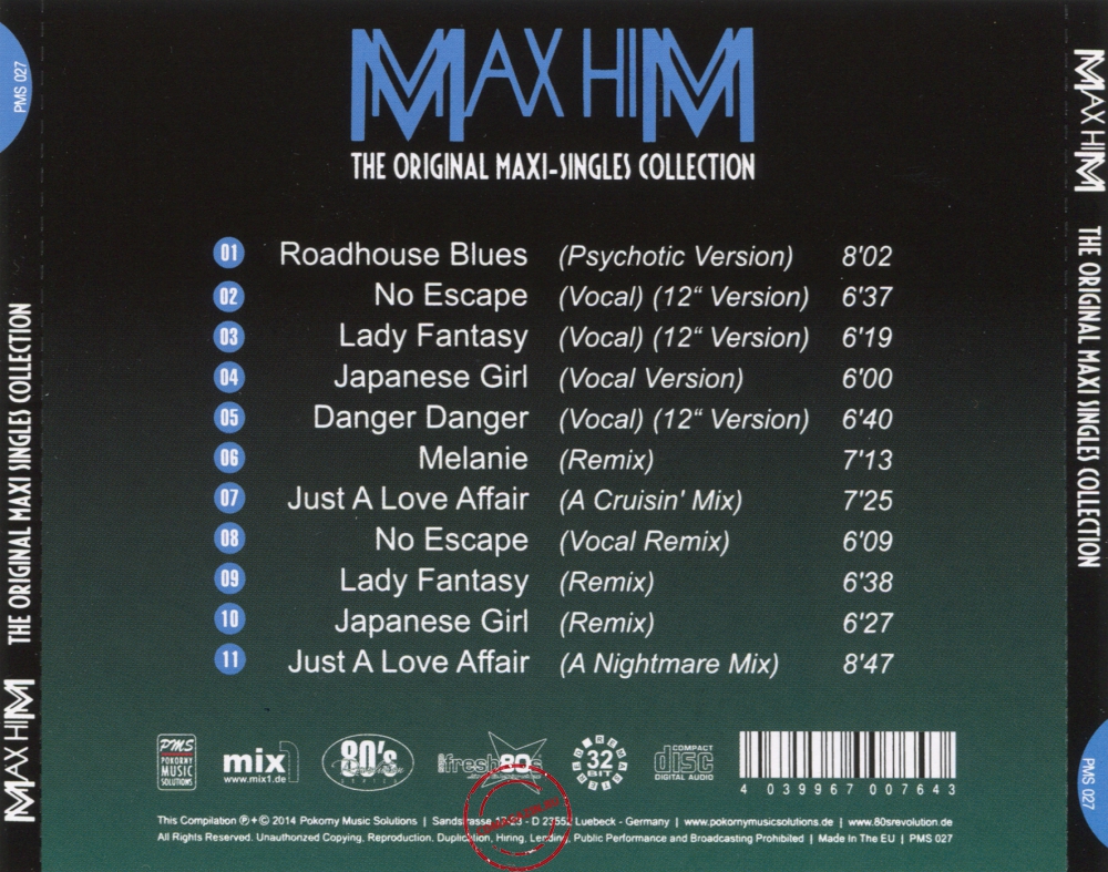 Audio CD: Max Him (2014) The Original Maxi-Singles Collection Audio CD: Max Him (2014) The Original Maxi-Singles Collection