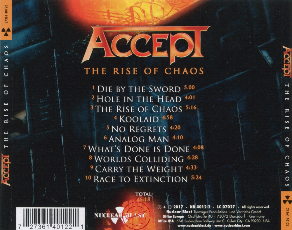Audio CD: Accept (2017) The Rise Of Chaos Audio CD: Accept (2017) The Rise Of Chaos