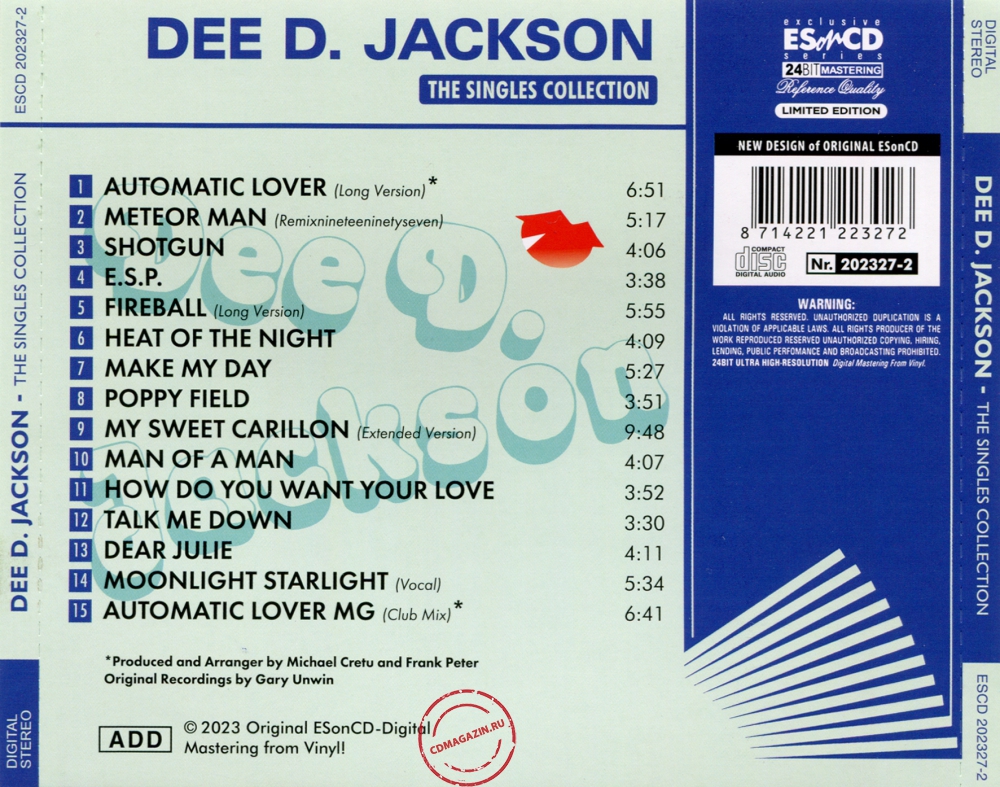 Audio CD: Dee D. Jackson (2023) The Singles Collection Audio CD: Dee D. Jackson (2023) The Singles Collection