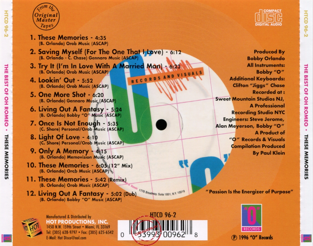 Audio CD: Oh Romeo (1996) The Best Of Oh Romeo: These Memories Audio CD: Oh Romeo (1996) The Best Of Oh Romeo: These Memories