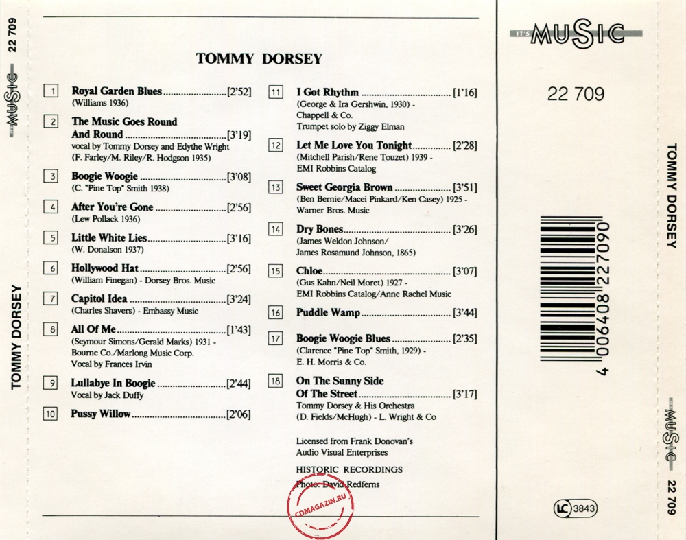 Audio CD: Tommy Dorsey (1992) Tommy Dorsey