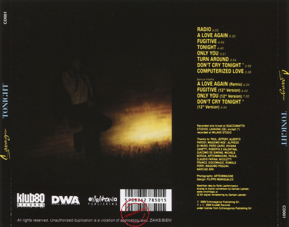 Audio CD: Savage (1984) Tonight Audio CD: Savage (1984) Tonight