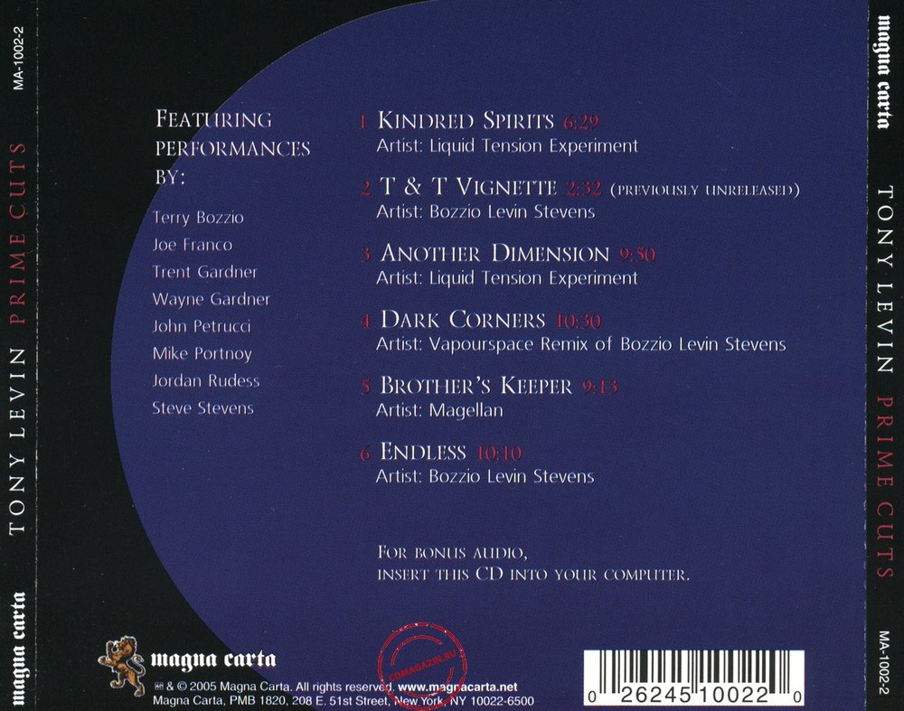 Audio CD: Tony Levin (2005) Prime Cuts