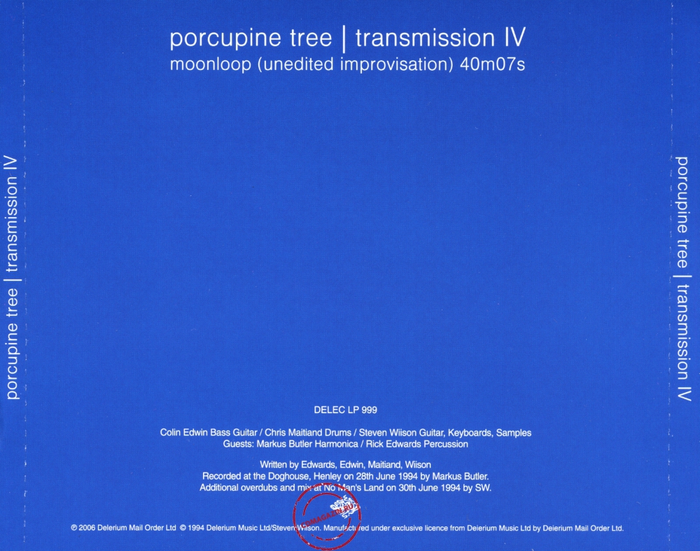 Audio CD: Porcupine Tree (1994) Transmission IV (Moonloop)