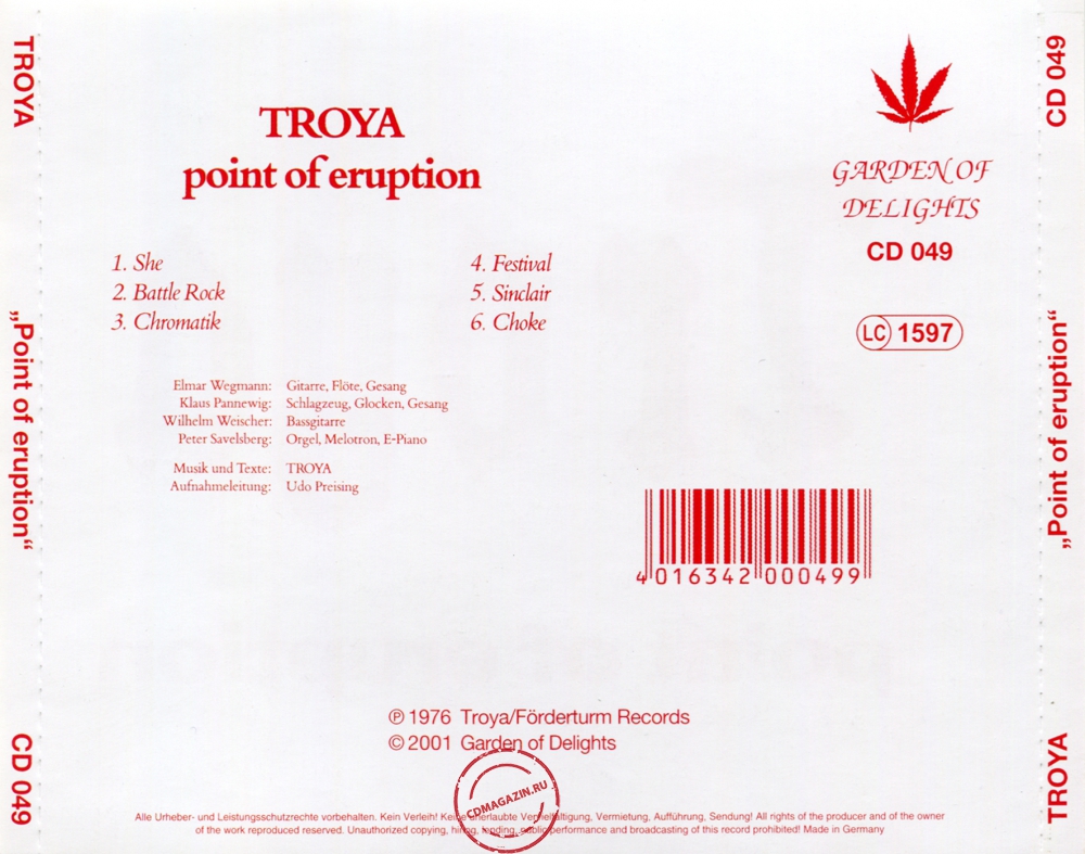 Audio CD: Troya (2) (1976) Point Of Eruption Audio CD: Troya (2) (1976) Point Of Eruption