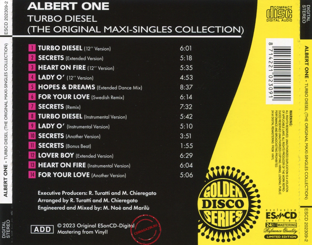 Audio CD: Albert One (2023) Turbo Diesel (The Original Maxi-Singles Collection)