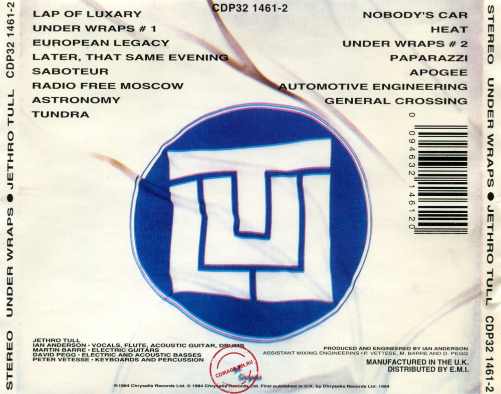 Audio CD: Jethro Tull (1984) Under Wraps Audio CD: Jethro Tull (1984) Under Wraps