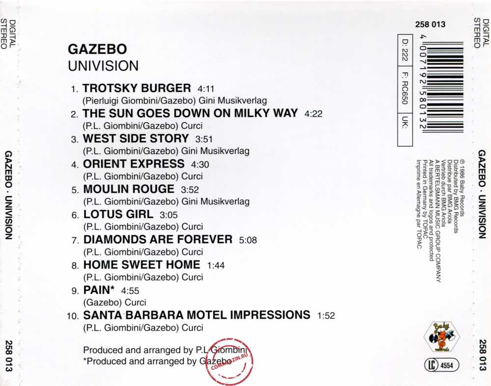 Audio CD: Gazebo (1986) Univision