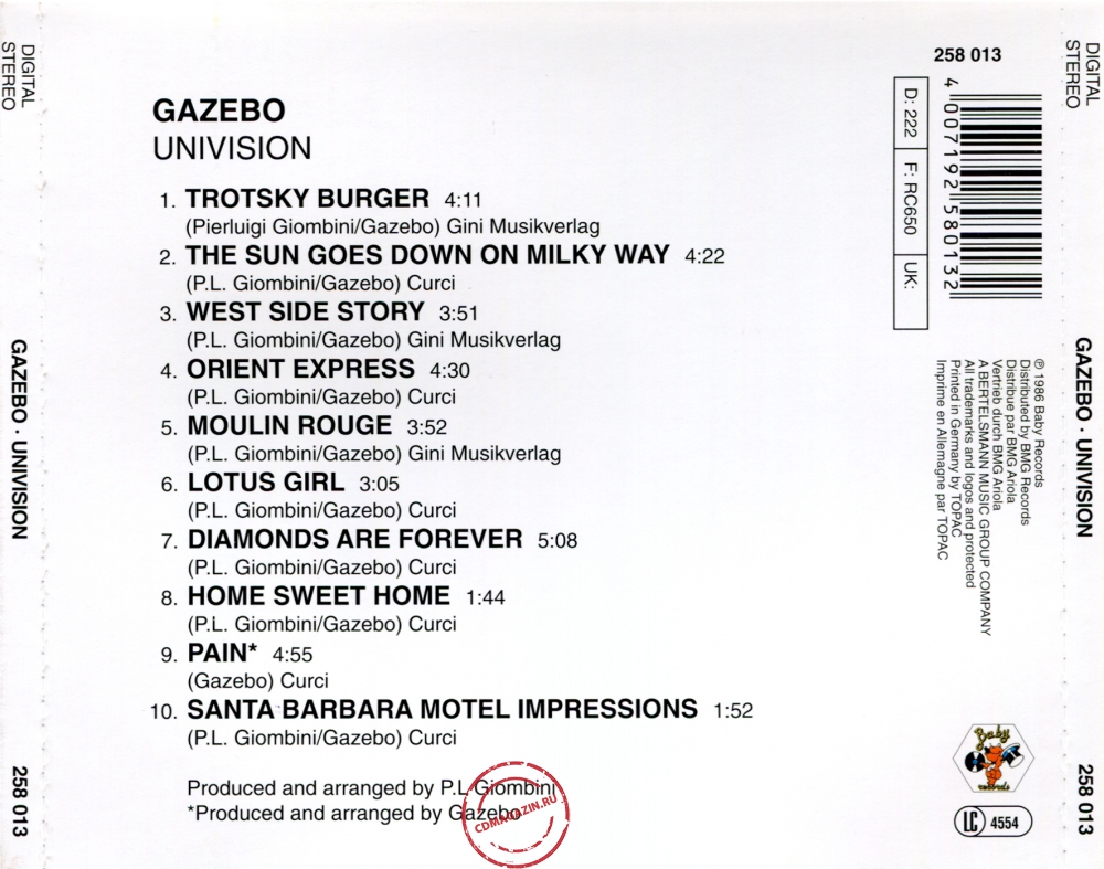 Audio CD: Gazebo (1986) Univision Audio CD: Gazebo (1986) Univision