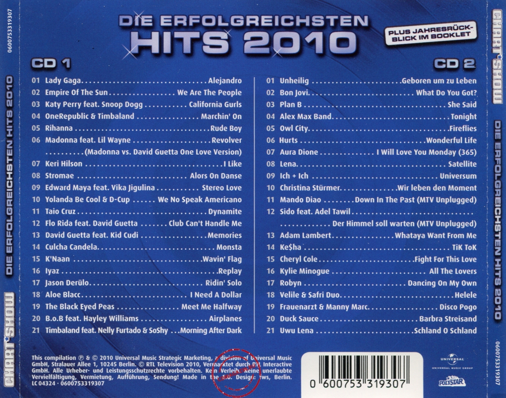 Audio CD: VA Die Ultimative Chart Show (2010) Die Erfolgreichsten Hits 2010