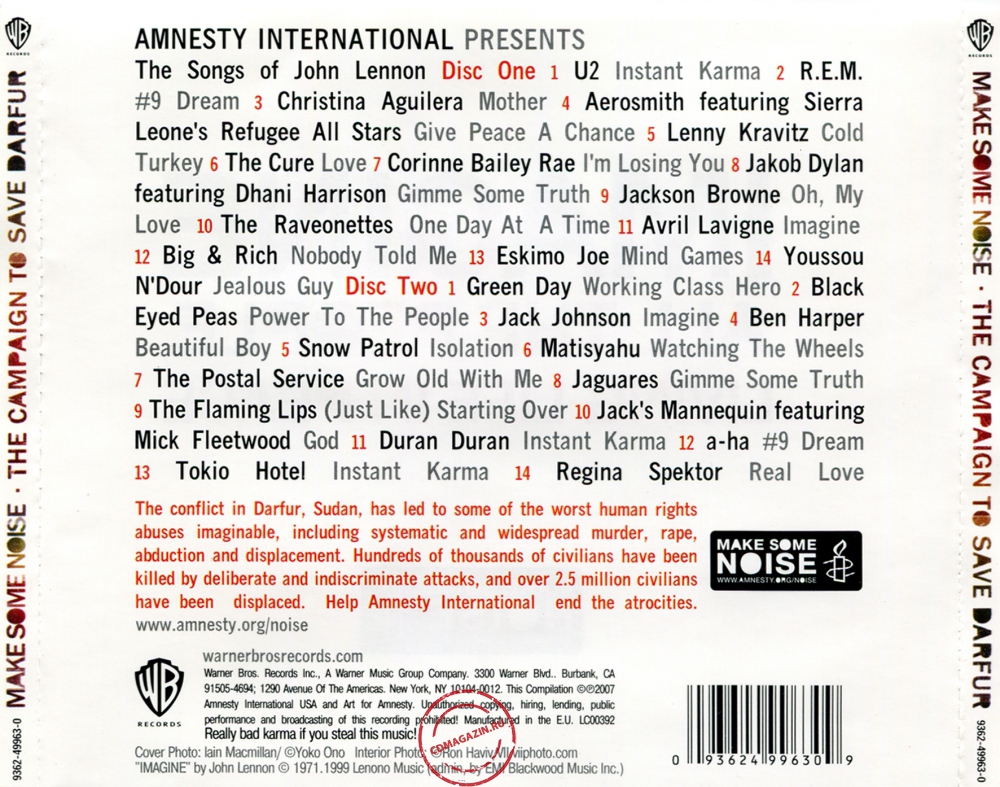 Audio CD: VA Make Some Noise (2007) Amnesty International Campaign To Save Darfur Audio CD: VA Make Some Noise (2007) Amnesty International Campaign To Save Darfur
