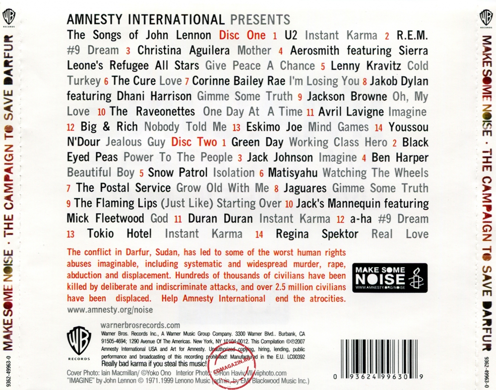 Audio CD: VA Make Some Noise (2007) Amnesty International Campaign To Save Darfur