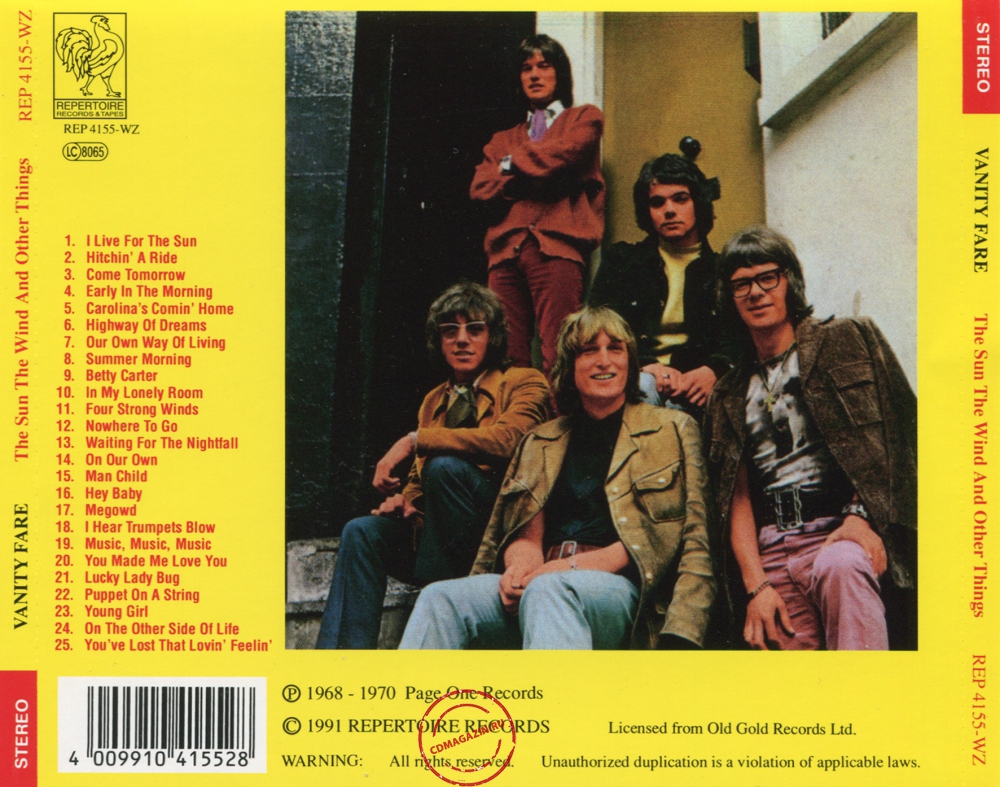 Audio CD: Vanity Fare (1968) The Sun - The Wind - And Other Things Audio CD: Vanity Fare (1968) The Sun - The Wind - And Other Things