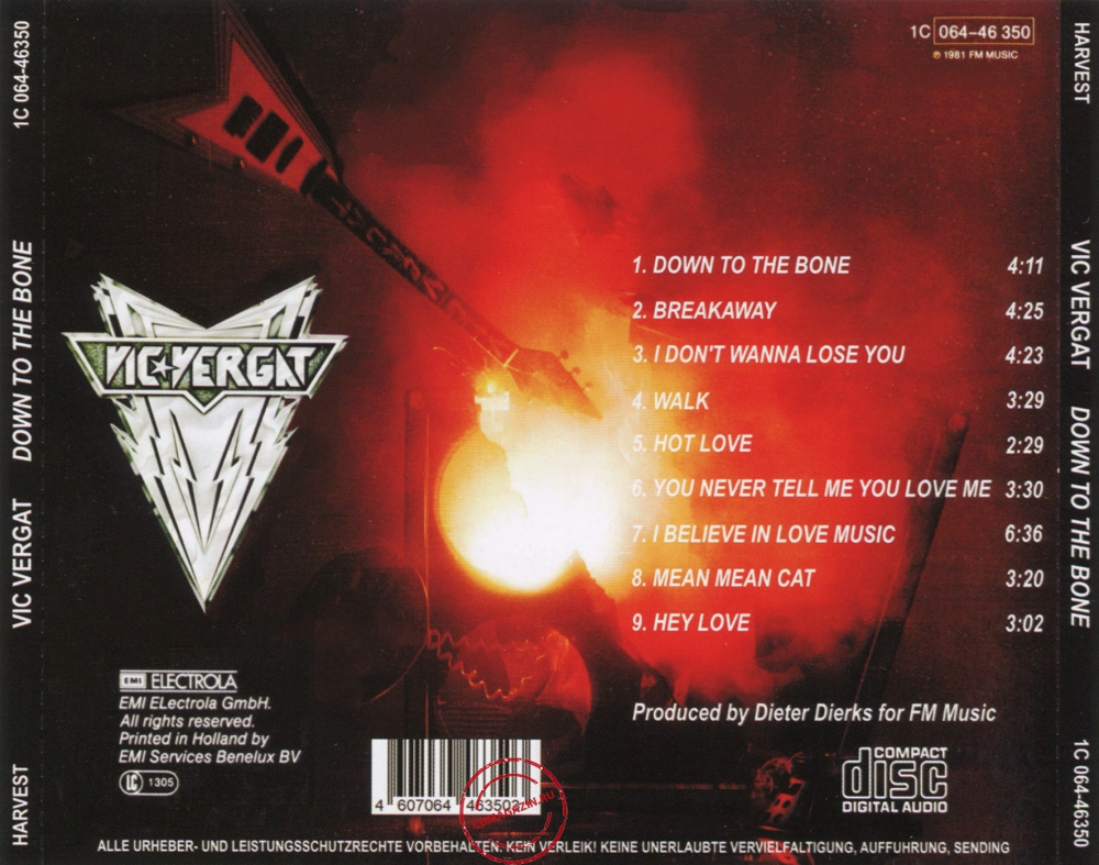 Audio CD: Vic Vergat (1981) Down To The Bone Audio CD: Vic Vergat (1981) Down To The Bone