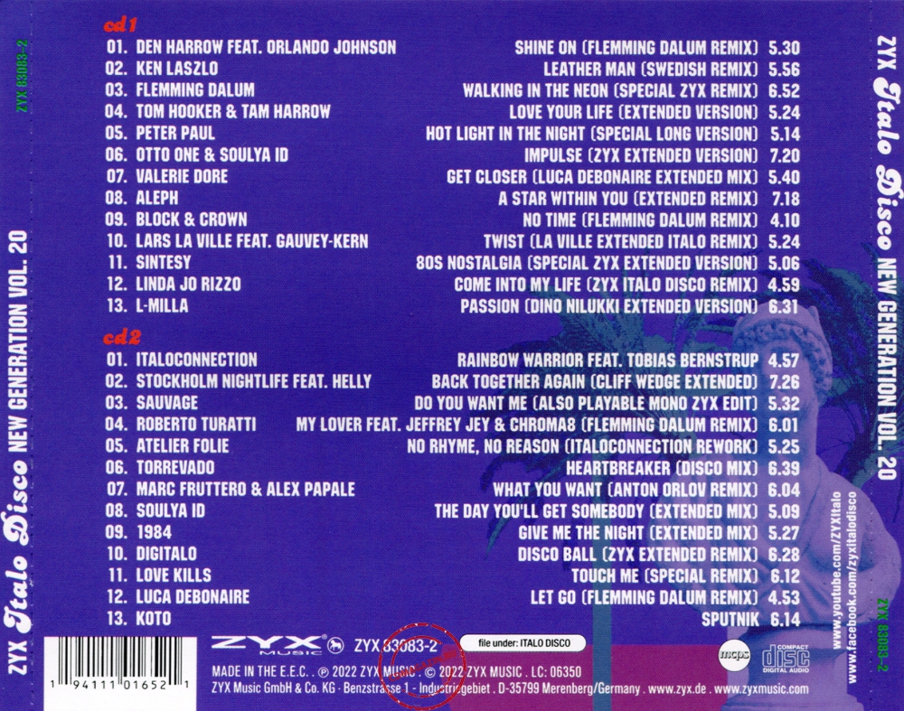 Audio CD: VA ZYX Italo Disco New Generation (2022) Vol. 20 Audio CD: VA ZYX Italo Disco New Generation (2022) Vol. 20