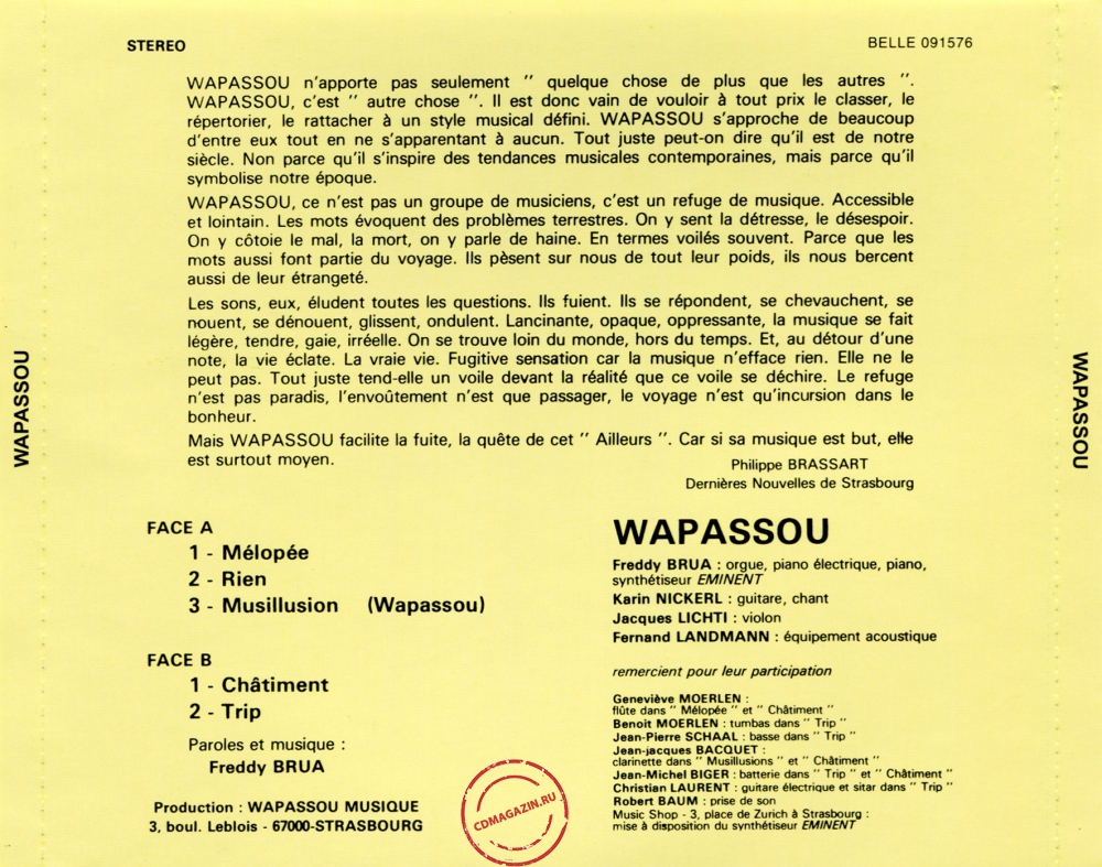 Audio CD: Wapassou (1973) Wapassou Audio CD: Wapassou (1973) Wapassou