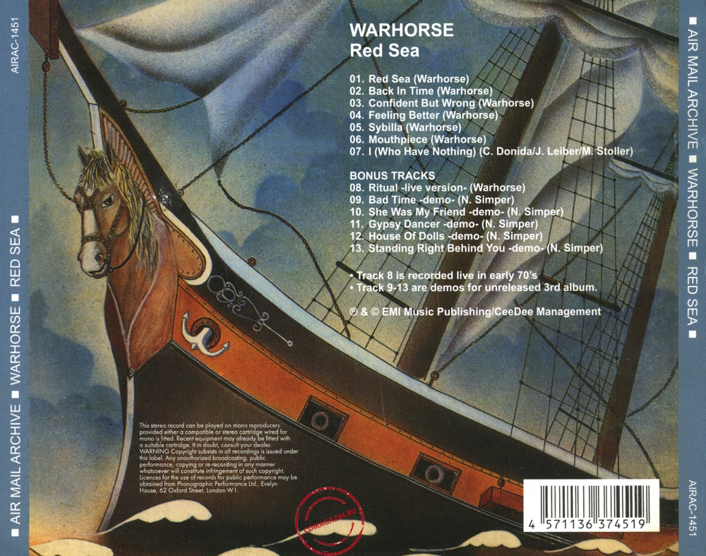 Audio CD: Warhorse (2) (1971) Red Sea