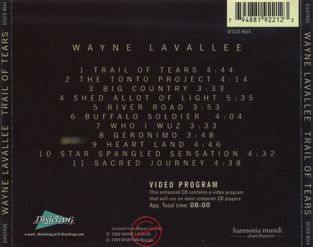 Audio CD: Wayne Lavallee (2009) Trail Of Tears