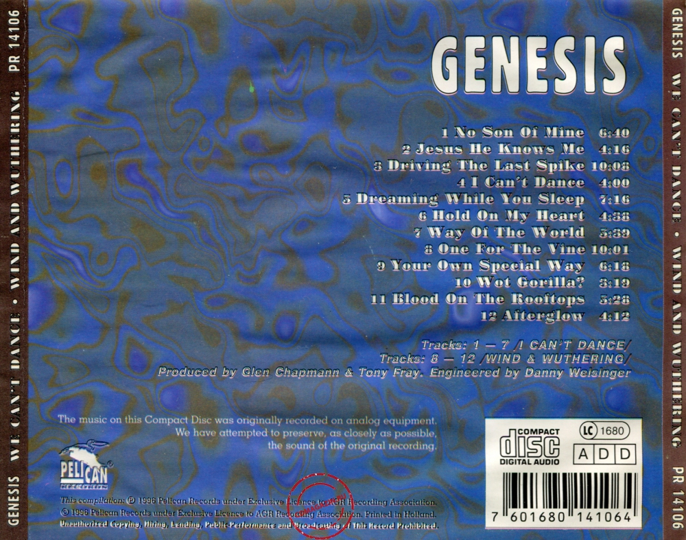 Audio CD: Genesis (1991) We Can't Dance / Wind And Wuthering Audio CD: Genesis (1991) We Can't Dance / Wind And Wuthering