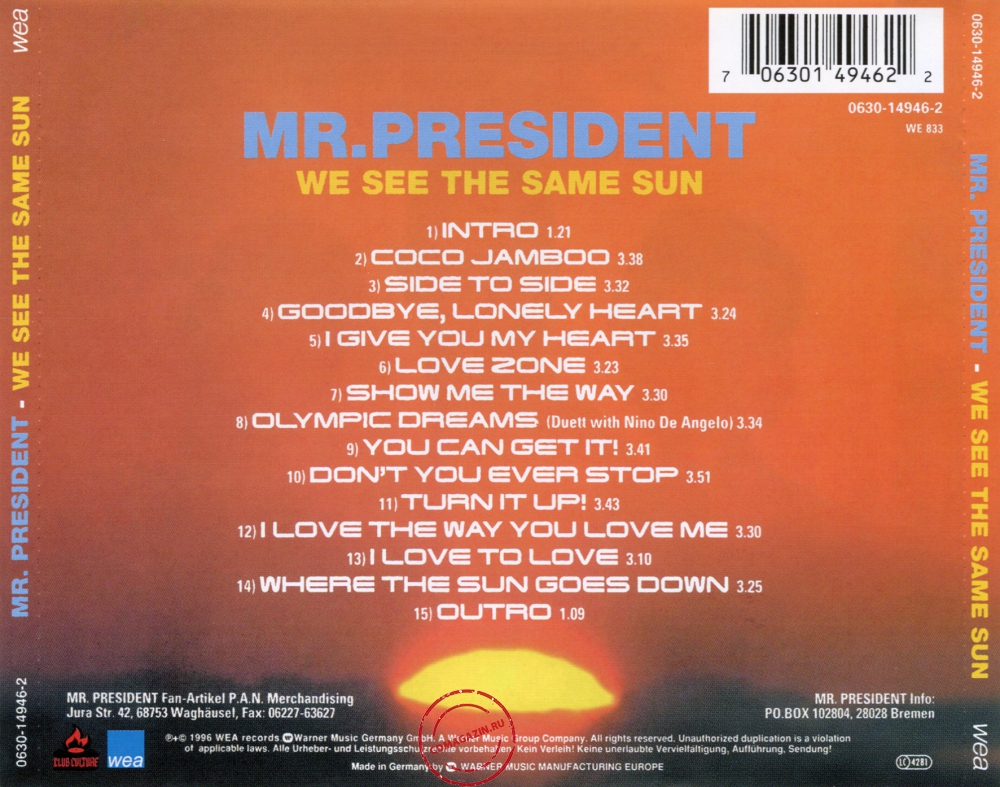 Audio CD: Mr. President (1996) We See The Same Sun