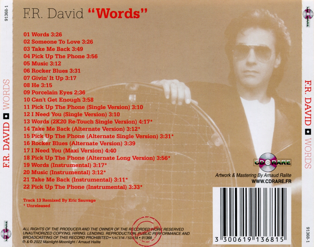 Audio CD: F.R. David (1982) Words